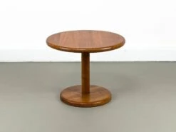 Table D'Appoint Ronde Vintage En Teck, 1970s