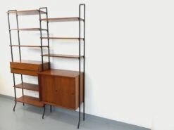 Vintage Modular Italian Double Shelf Bookcase In Teak And Metal From The 60s -Bookcases Sales 05536247 5734 4f6f a830 3151cd0331ee
