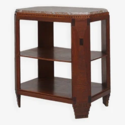 French Art Deco Side Table In Wood With Inlay And Red Marble Top, Ca. 1940 -Bookcases Sales 06aa7194 760a 490c ad6c c2c863a21f6c