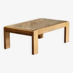 Designer Coffee Table 1970-1980 In Kois Elm And Glass -Bookcases Sales 093a8276 dd75 4818 8632 f187715a9feb