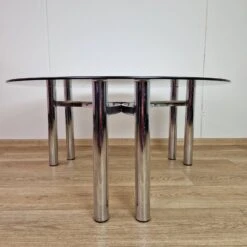 Italian Smoked Glass & Chrome Round Coffee Table, 1970s 13 Italian Smoked Glass & Chrome Round Coffee Table, 1970s -Bookcases Sales 098aec18 4f0a 4676 8052 703eff4361d7