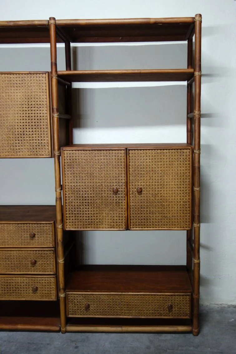 Bamboo And Rattan Bookcase From The 70s 2 Bamboo And Rattan Bookcase From The 70s - Image 2