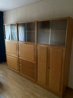 Bookcase In Oak And Rattan House Redureau 3 Modules -Bookcases Sales 0e5226d5 a254 4484 a33a d44f41bd5386