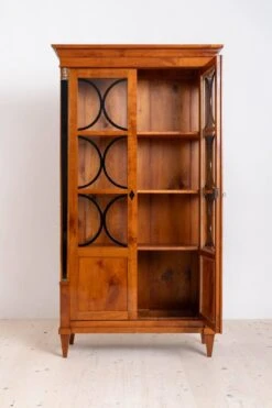 Biedermeier Cherry Wood Display Cabinet, Brass Details, Germany, 19th Century