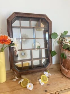 Vintage Wooden Wall Display Case For Miniatures