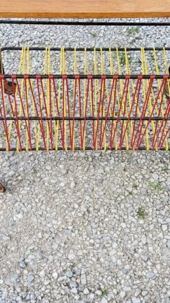 Vintage Side Table In Golden Blond Oak, Black Metal Base And Red And Yellow Scoubidous 27 Vintage Side Table In Golden Blond Oak, Black Metal Base And Red And Yellow Scoubidous -Bookcases Sales 15b9ed0f 4ef8 4b24 ac21 c683b30e7710