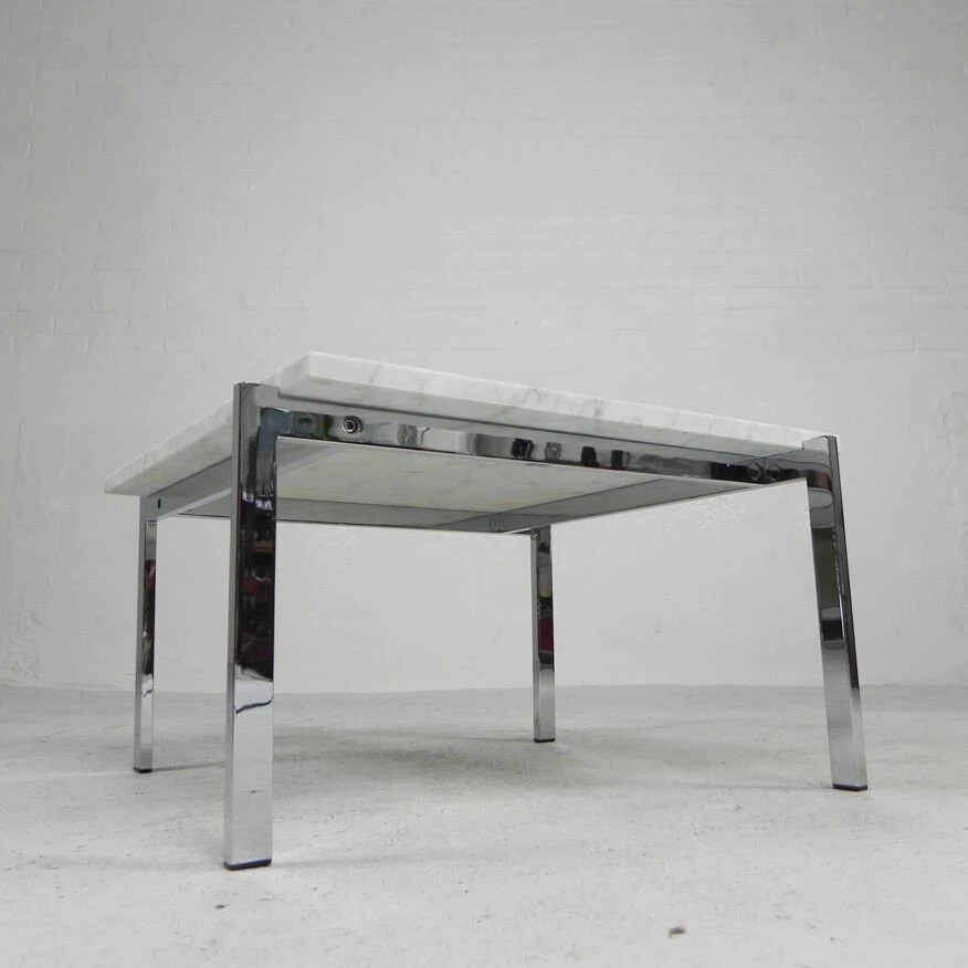 Coffee Table With Carrara Marble Top 60 X 60 Cm, 1970s 5 Coffee Table With Carrara Marble Top 60 X 60 Cm, 1970s - Image 5