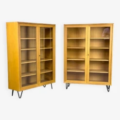 Vintage Oak Cabinet With Glass Doors From WK Möbel, 1970s -Bookcases Sales 1d39ed81 9d43 49dc a1c0 2cf13df02f39