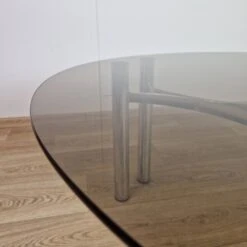 Italian Smoked Glass & Chrome Round Coffee Table, 1970s 19 Italian Smoked Glass & Chrome Round Coffee Table, 1970s -Bookcases Sales 1f11845d 1f2c 4e0e bd35 e138406c0993
