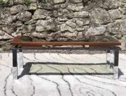 Vintage Rectangular Coffee Table 1970 Chrome, Wood & Smoked Glass -Bookcases Sales 2527827a 1851 4c1d a403 39435c790ca9