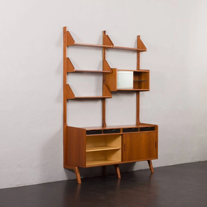 Scandinavian Free Standing Teak Wall Unit With A Sideboard,Norway 1960s 11 Scandinavian Free Standing Teak Wall Unit With A Sideboard,Norway 1960s - Image 11