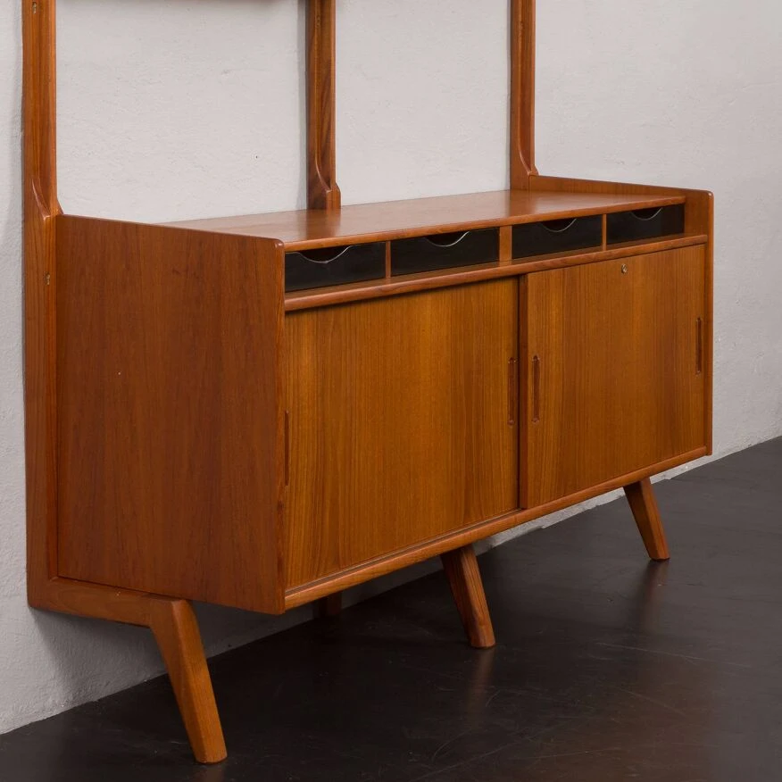 Scandinavian Free Standing Teak Wall Unit With A Sideboard,Norway 1960s 5 Scandinavian Free Standing Teak Wall Unit With A Sideboard,Norway 1960s - Image 5