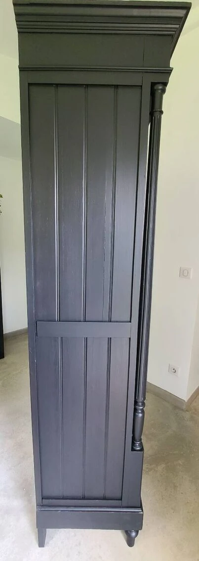 Old Library Storage Unit Shelf Cabinet Curiosities Vintage Black Linen 4 Old Library Storage Unit Shelf Cabinet Curiosities Vintage Black Linen - Image 4