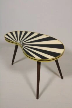 Small Side Table, Kidney Shaped, Black-White Stripes, 3 Elegant Legs, 50s Style -Bookcases Sales 2f2bb007 2f00 4e10 b735 d41f001153c9