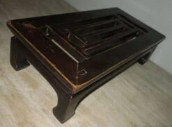 Antique Chinese Low Table With Fretwork Top And Horse-hoof Feet, 1900