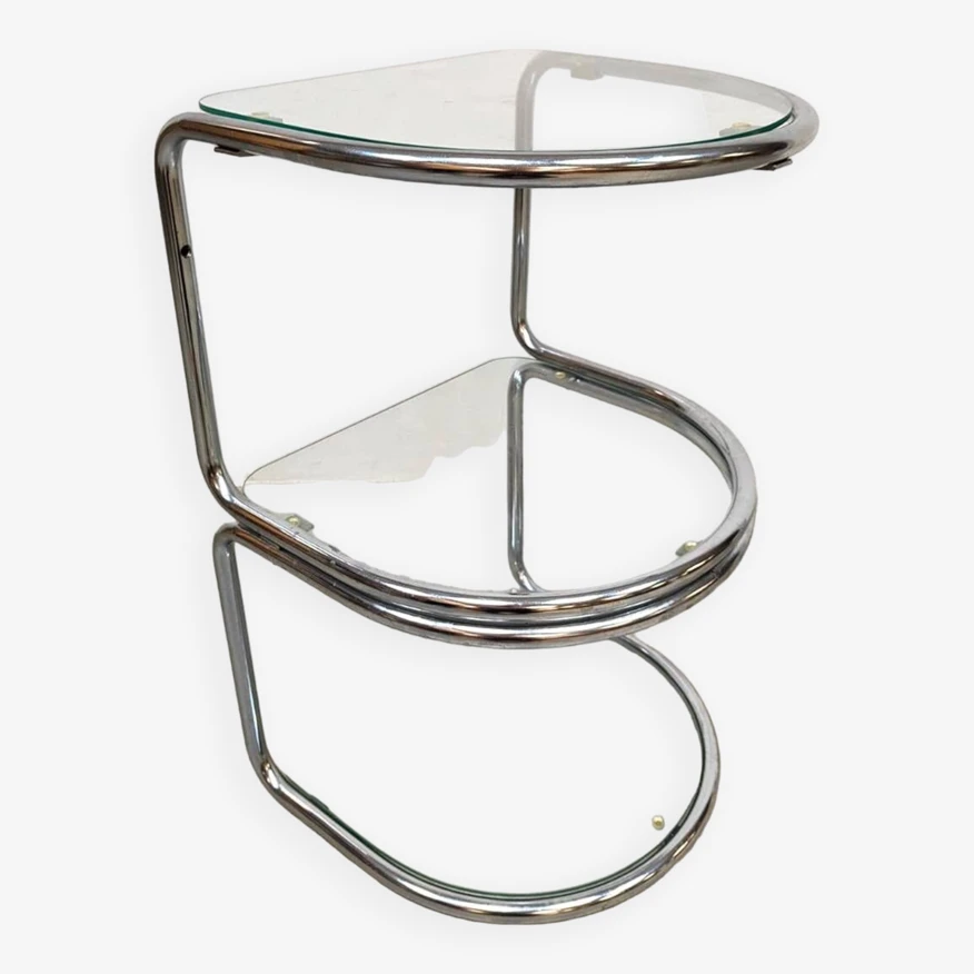 Vintage Chrome Side Table Wall Shelve 1 Vintage Chrome Side Table Wall Shelve
