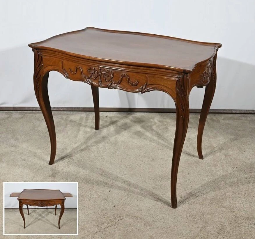 Small Cabaret Table In Mahogany, Louis XV Style, Napoleon III Period – Mid-19th Century 8 Small Cabaret Table In Mahogany, Louis XV Style, Napoleon III Period – Mid-19th Century - Image 8