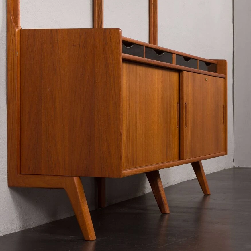 Scandinavian Free Standing Teak Wall Unit With A Sideboard,Norway 1960s 14 Scandinavian Free Standing Teak Wall Unit With A Sideboard,Norway 1960s - Image 14