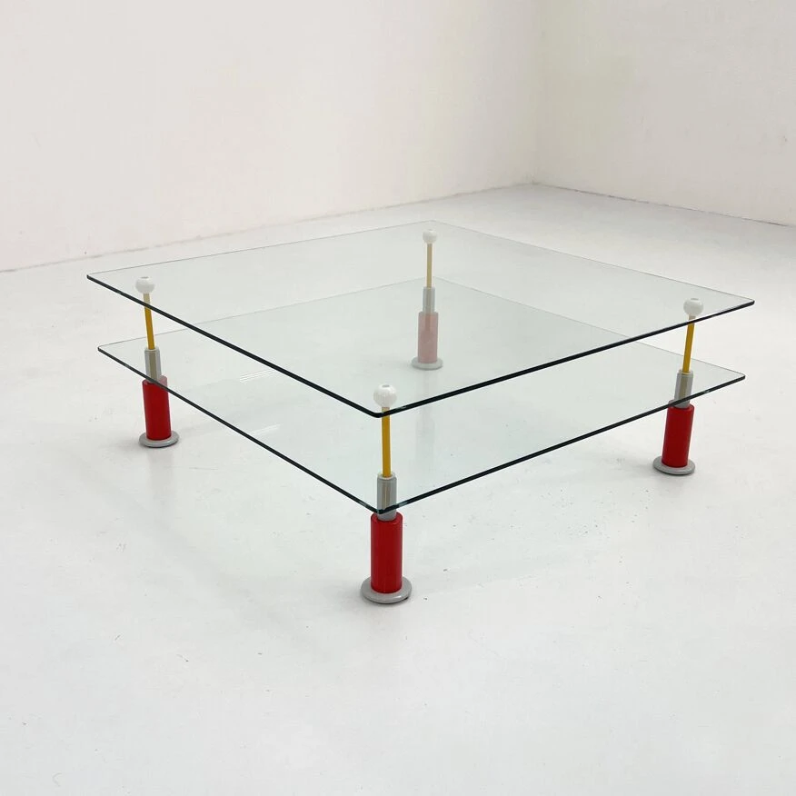 Postmodern Glass Coffee Table With Floating Pane, 1980s 6 Postmodern Glass Coffee Table With Floating Pane, 1980s - Image 6