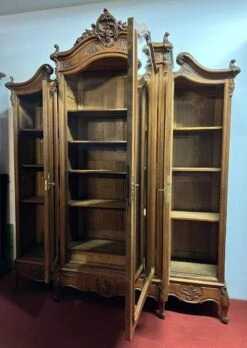 Louis XV Rocaille Style Library Cabinet In Walnut Circa 1850-1880