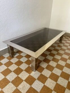Rectangular Coffee Table In Chrome Steel And Smoked Glass From The 70s -Bookcases Sales 3a123675 5b1f 44f9 9272 a3470baa1c8b