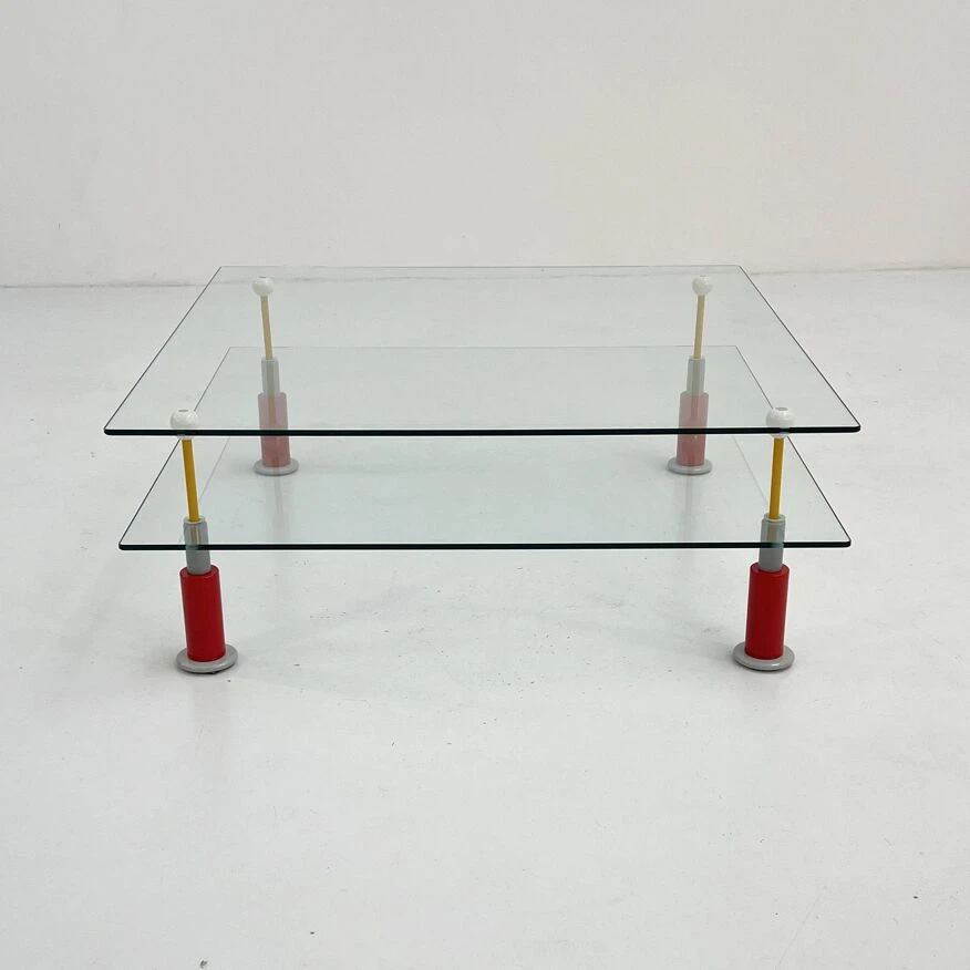 Postmodern Glass Coffee Table With Floating Pane, 1980s 7 Postmodern Glass Coffee Table With Floating Pane, 1980s - Image 7