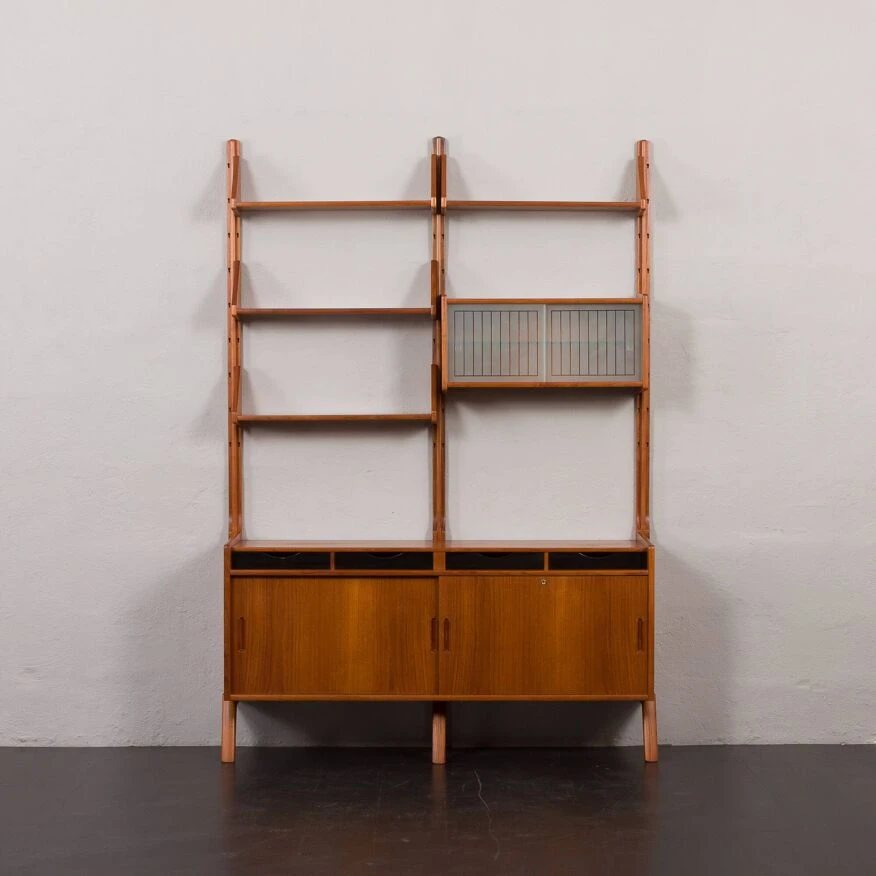 Scandinavian Free Standing Teak Wall Unit With A Sideboard,Norway 1960s 9 Scandinavian Free Standing Teak Wall Unit With A Sideboard,Norway 1960s - Image 9