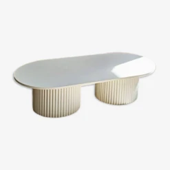 Oblong Coffee Table On 2 Fluted Bases In Light Beige -Bookcases Sales 41f77ada f366 33c5 b2b5 929e084c7372