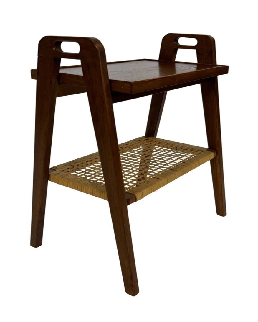 Vintage Side Table Teak Rattan Table From The 1960s 6 Vintage Side Table Teak Rattan Table From The 1960s - Image 6