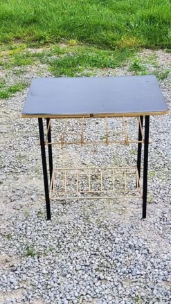 Vintage Side Table From The 60s Formica Top Imitation Rosewood Black And Gold Metal Legs -Bookcases Sales 42c5d183 b562 4c49 a652 dedd33d8a535