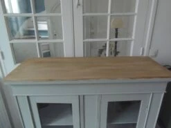 Vintage Display Cabinet Sublimated In Verdigris, 2 Doors With Beveled And Cut Windows, Wooden Top. -Bookcases Sales 43bdde7c caf0 4049 b090 0cc5f57ac633