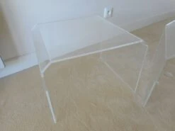 Set Of 2 Vintage Plexiglass Side Or Bedside Tables 1970