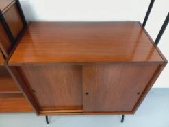 Vintage Modular Italian Double Shelf Bookcase In Teak And Metal From The 60s -Bookcases Sales 48da4941 d2a4 4377 b04b 5bacff04a785
