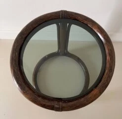 Rattan And Smoked Glass Side Table -Bookcases Sales 4969d5cc 9510 4a06 aca6 0605f4ee1117