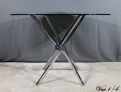 Small Mikado Table In Glass And Chromed Metal – 1970s -Bookcases Sales 4ad52f16 5841 44db ac4c 2273a6313a2f