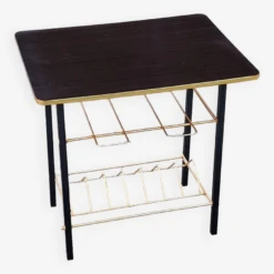 Vintage Side Table From The 60s Formica Top Imitation Rosewood Black And Gold Metal Legs -Bookcases Sales 4afec2f6 0d19 483a aaa7 a52a79accda7