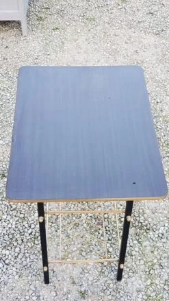 Vintage Side Table From The 60s Formica Top Imitation Rosewood Black And Gold Metal Legs -Bookcases Sales 4d24907a 3361 4351 a7de c5a65e48aca9