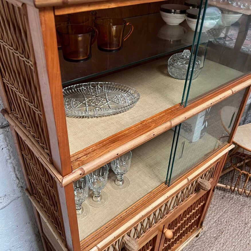 Bookcase Display Unit In Wood And Rattan 11 Bookcase Display Unit In Wood And Rattan - Image 11