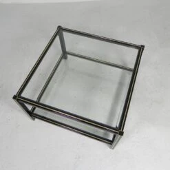 Hollywood Regency Coffee Table With 2 Faceted Glass Plates, 1970s