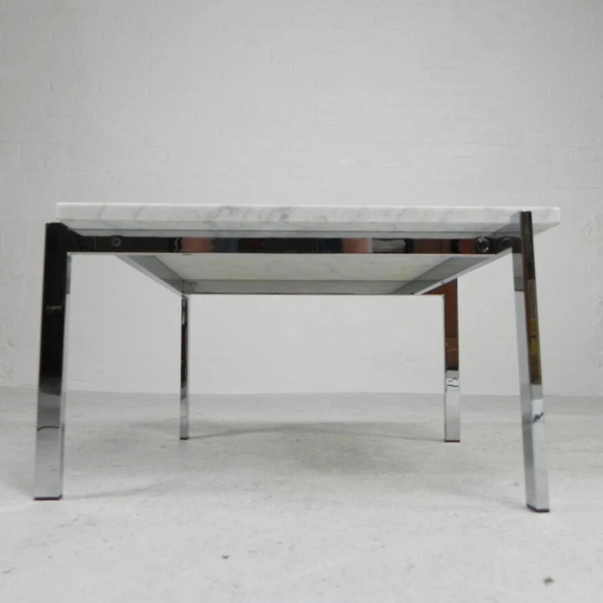 Coffee Table With Carrara Marble Top 60 X 60 Cm, 1970s 1 Coffee Table With Carrara Marble Top 60 X 60 Cm, 1970s