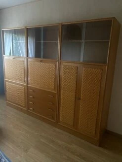 Bookcase In Oak And Rattan House Redureau 3 Modules -Bookcases Sales 5356b528 7167 4ec2 b00d d1b341f61a24