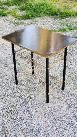 Vintage Side Table From The 60s Formica Top Imitation Rosewood Black And Gold Metal Legs -Bookcases Sales 54d76f7c cd0d 4580 b490 544a6b3e623a