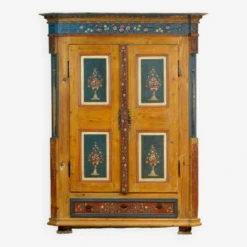 Antique German Hand Painted Cabinet, Circa 1850