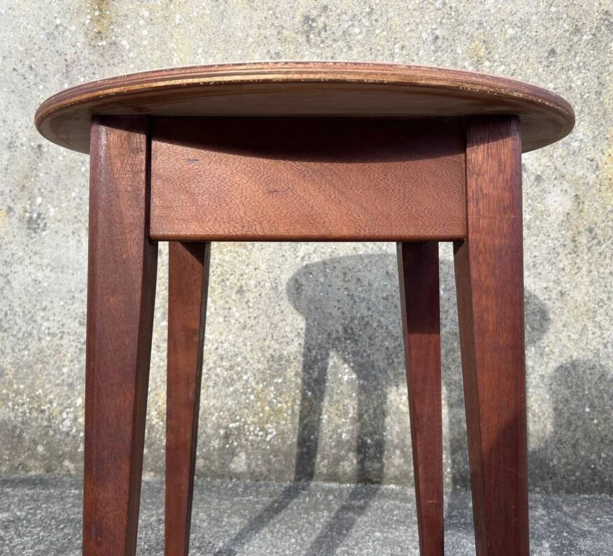 Round Pedestal Table, Wood, Vintage, 1950s 1 Round Pedestal Table, Wood, Vintage, 1950s