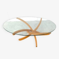 Beech Wooden Coffee Table By Maison Regain, 1980s -Bookcases Sales 6123233a d579 4128 91f4 cc7f068a72b2