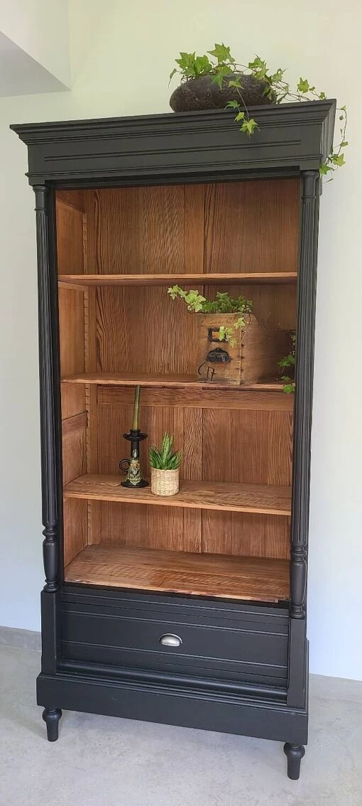 Old Library Storage Unit Shelf Cabinet Curiosities Vintage Black Linen 8 Old Library Storage Unit Shelf Cabinet Curiosities Vintage Black Linen - Image 8