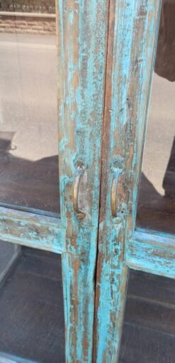 Old Blue Wooden Display Case -Bookcases Sales 65c767cf 0c92 41f0 af34 07742cbc25ac