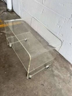 Vintage Curved Rolling Table / Plexiglas Side Table