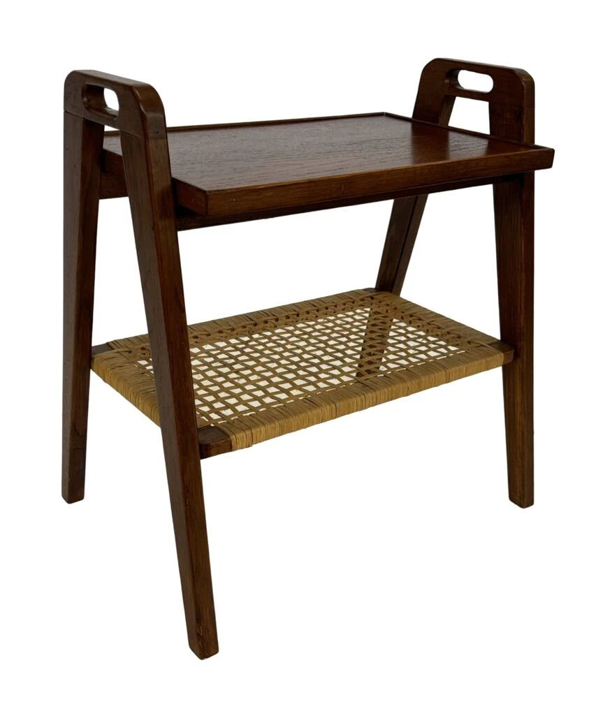 Vintage Side Table Teak Rattan Table From The 1960s 4 Vintage Side Table Teak Rattan Table From The 1960s - Image 4