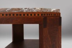 French Art Deco Side Table In Wood With Inlay And Red Marble Top, Ca. 1940 -Bookcases Sales 6ae82063 ee9b 4dfa ba62 5d653039ce9a